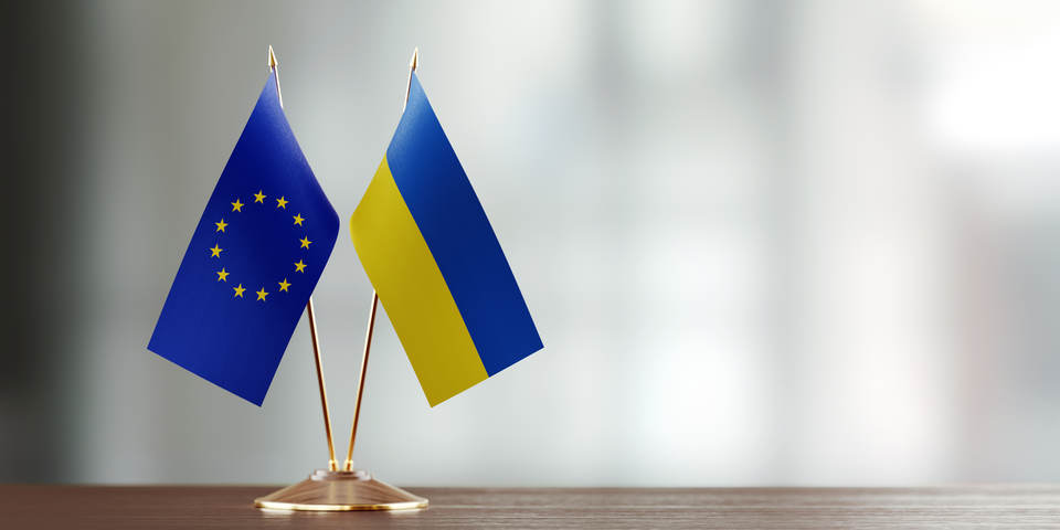 eu and ukraine flags